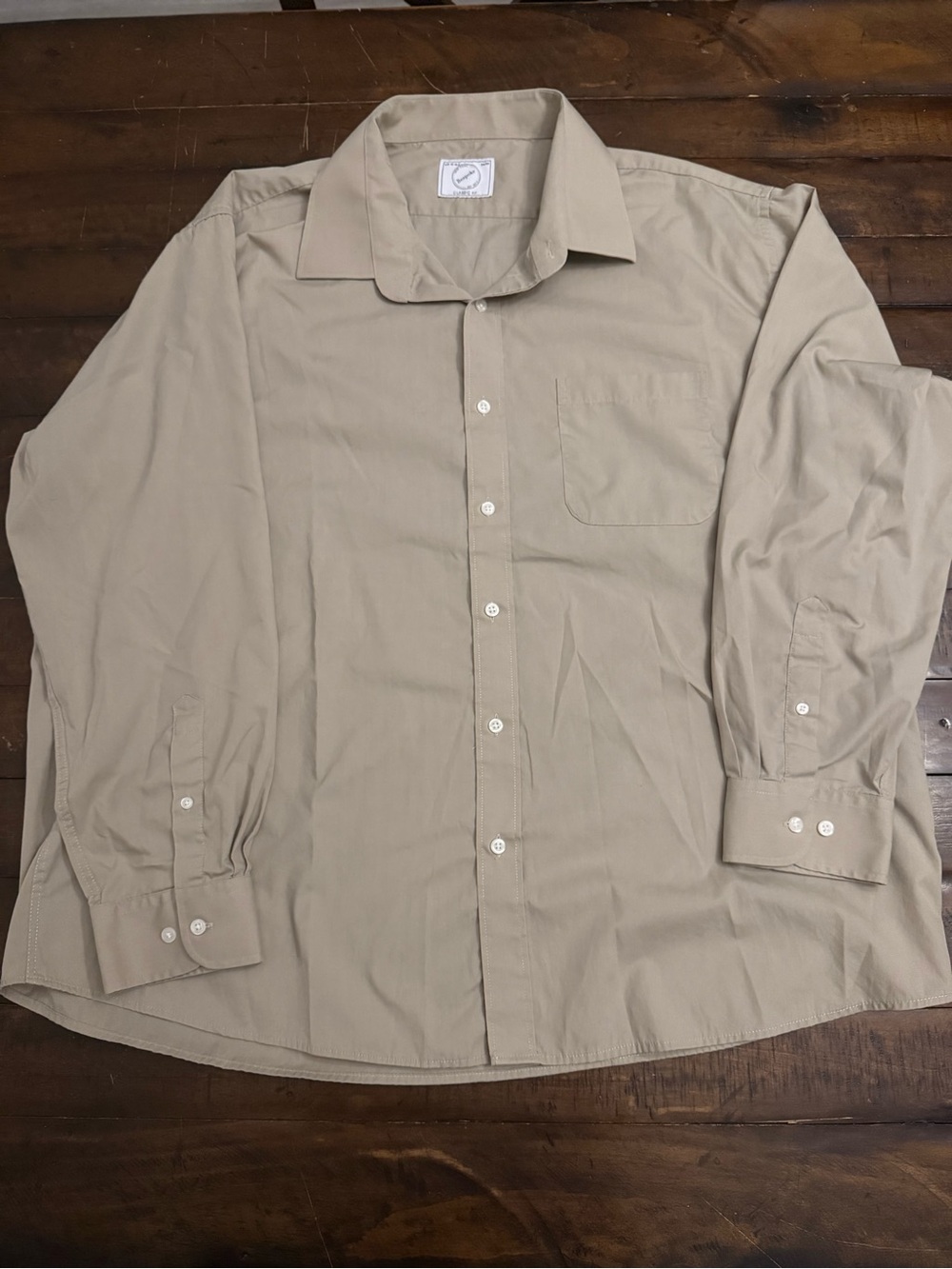 Bespoke New York Classic Fit Dress Shirt — Khaki/Tan, Long Sleeve, XXL